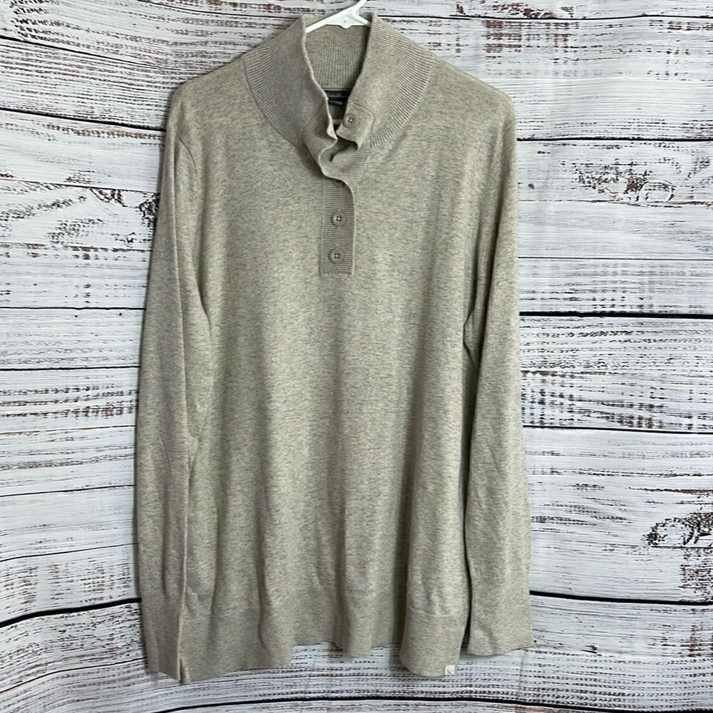 Eddie‎ Bauer Sweater Womens plus size 2XL Knit pullover cotton blend oatmeal